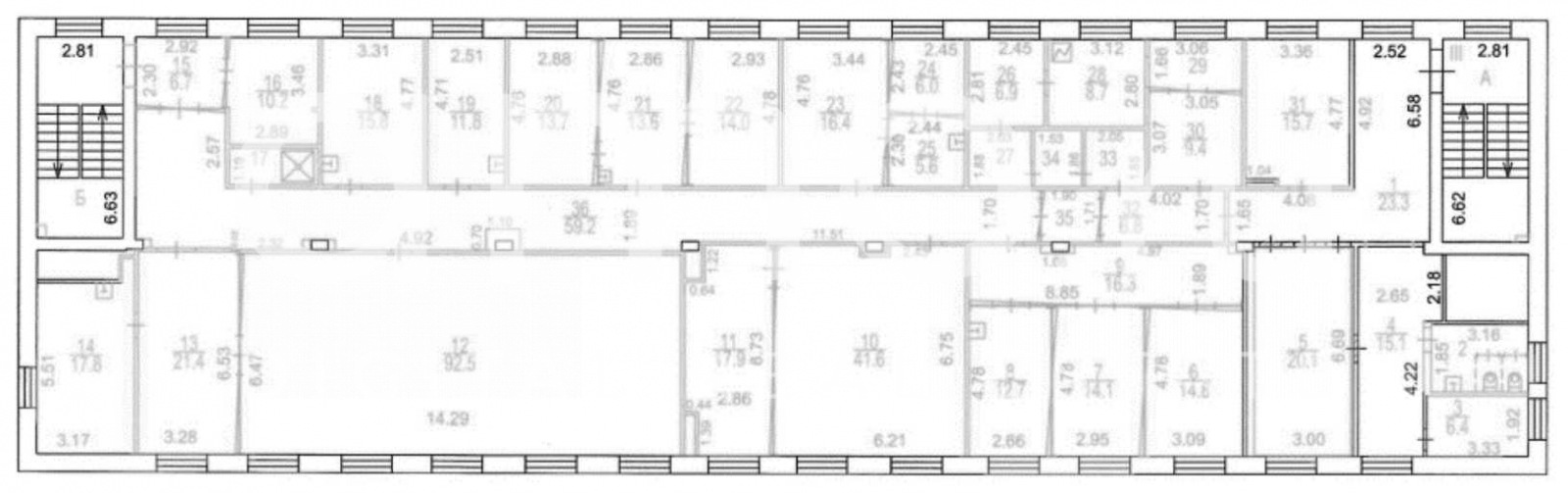 Планировка офиса 637.28 м², 2 этаж, Административное здание «Вавилова ул., 68, кор. 2»